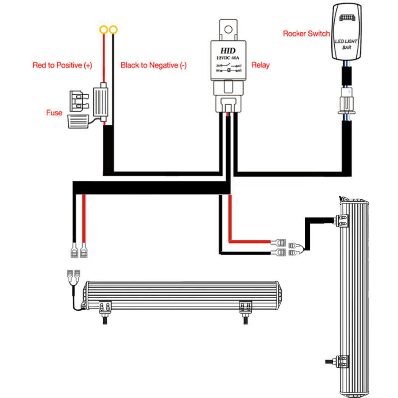 Kit de faisceau électrique pour barres LED 5 broches avec interrupteur basculant 16AWG 12V étanche pour ATV SUV Pickup