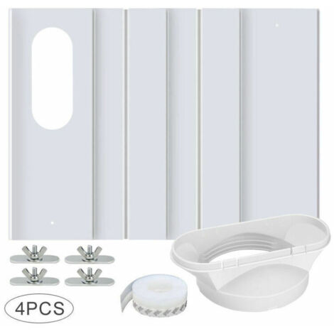 Kit de Fenêtre pour Climatiseur Portable, avec Coupleur Universel Panneau en PVC Renforcé Réglable Joint de Fenêtre Kit d'Aération de Fenêtre AC pour Coulissante pour 10cm Tuyau d'Échappement