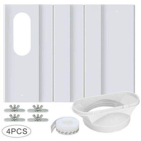 Kit de Fenêtre pour Climatiseur Portable, avec Coupleur Universel Panneau en PVC Renforcé Réglable Joint de Fenêtre Kit d'Aération de Fenêtre AC pour Coulissante pour 10cm Tuyau d'Échappement