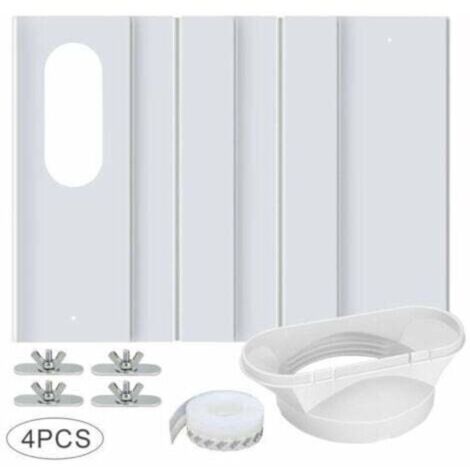 Kit de Fenêtre pour Climatiseur Portable, avec Coupleur Universel Panneau en PVC Renforcé Réglable Joint de Fenêtre Kit d'Aération de Fenêtre AC pour Coulissante pour 10cm Tuyau d'Échappement