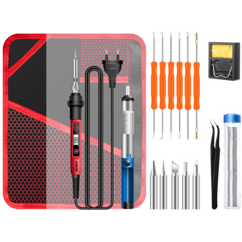 Kit de fer à souder  17 pièces, mini fers à souder électriques avec écran LCD numérique, kit de fer à souder intelligent 60 W, 5 pointes de soudure