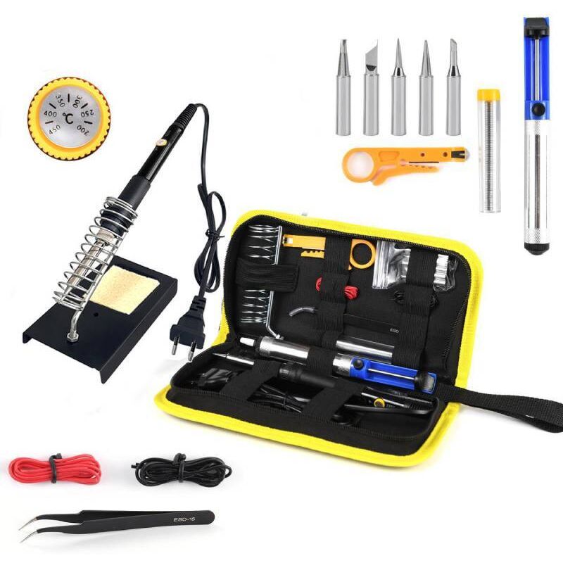 Sjqka - Kit de fer à souder 60 w, température réglable de 200 à 450 °c, multifonction, robuste, pour la maison, le bricolage, la gravure, les