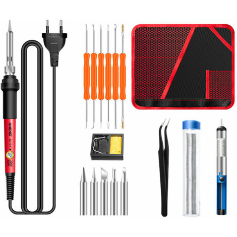 Kit de fer à souder 60W avec contrôle de température réglable sur 6 niveaux, outils de soudage auxiliaires et pinces de fer à souder pour le câblage.