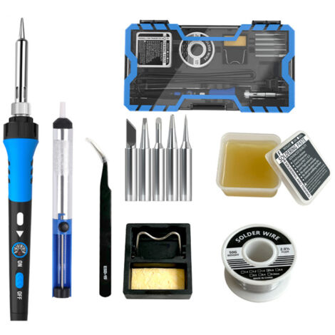 Kit de fer à souder 60W, stylo intelligent 12 en 1, céramique, température 200-450°C, 5 pointes, fil, support, soudage et réparation