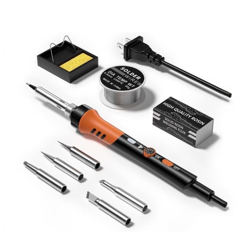 Coocheer - Kit de fer à souder à température réglable - 9 en 1 avec 5 pointes, support de fil à souder pour le soudage et la réparation