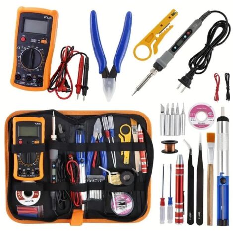 Kit de fer à souder électrique 80 W avec réglage de la température et multimètre XL830L - Kit de soudage pour une soudure précise et polyvalente