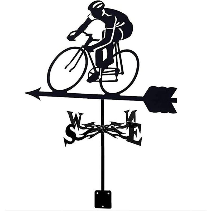 Girouette de Jardin en métal avec Ornement de vélo, indicateur de Direction du Vent pour l'extérieur
