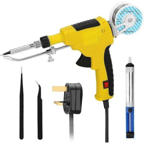 Kit de fer à souder électronique, outils de soudage pour pistolet à souder 60W Ensemble de fer à souder avec pistolet à souder / 2 pinces/pompe à dessouder/fil d'étain (Réglementation européenne)