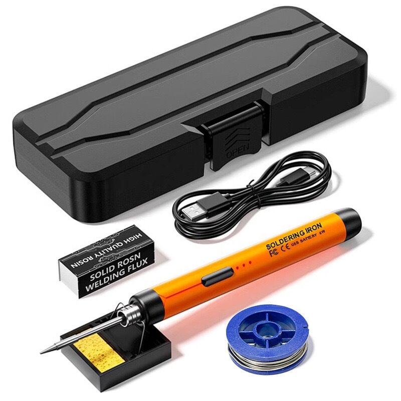 Kit de Fer à Souder Sans Fil, Rechargeable USB, Écran LCD, Température Réglable 300-450°C, Avec Pâte à Souder, Professionnel Sûr Complet