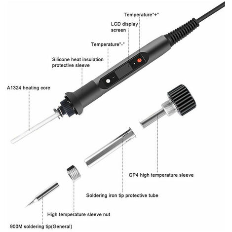Kit de Fer à Souder,80W 220V Outil de Soudage à Température Réglable à Chauffage Rapide avec 180 ℃ 480 ℃, Affichage LED Numérique, Conseils de Soudure