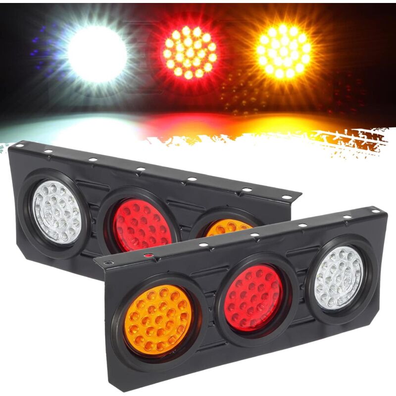 Kit de feux arrière à LED pour remorque de camion, feu stop, clignotant, feu de recul avec support en fer, étanche, 12 V-30 V, 4 pouces, feux arrière