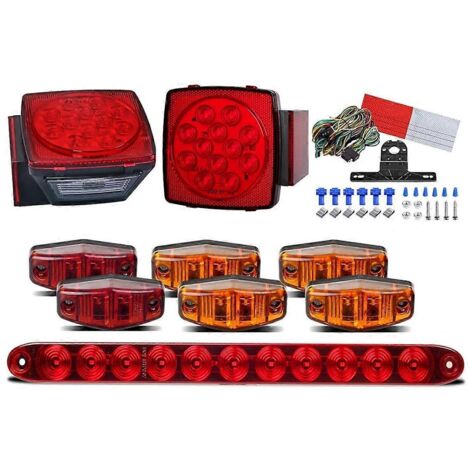 Kit de feux de remorque carrés à LED 12 V, feu de position/plaque d'immatriculation IP68