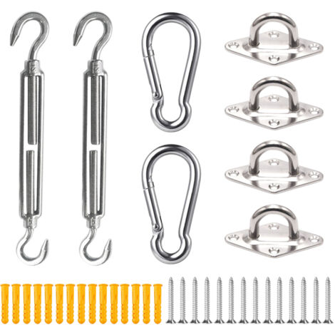 Kit de fijación de alta resistencia para guirnaldas de luces, ganchos y toldos, fabricado en acero inoxidable 304, para patio, césped y jardín.