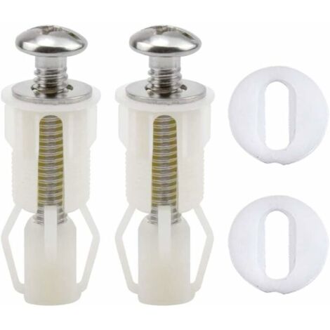 Kit de fijación para asiento de inodoro, 2 tornillos para asiento de inodoro, tuercas de goma expandibles, accesorios universales para asiento de inodoro, tornillos para tapa de inodoro, blanco