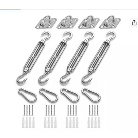 Kit de fijación para toldos, kit de fijación para toldos de acero inoxidable, triángulo y cuadrado, rectángulo, accesorios de fijación para toldos