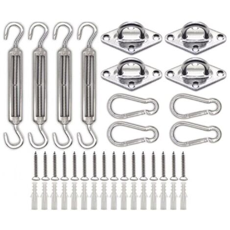 Kit de fijación para velas de sombra, kit de herrajes para velas de sombra 304, adecuado para velas de sombra cuadradas y velas de sombra triangulares