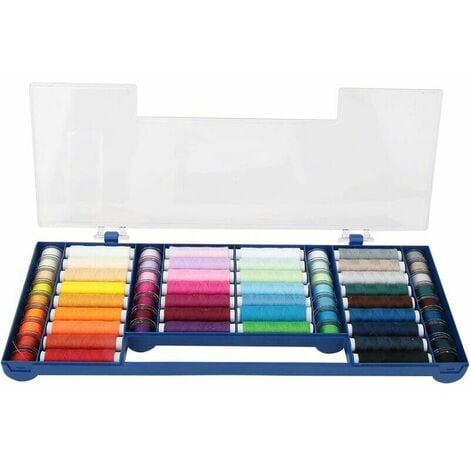 Kit de Fil à Coudre 32 Couleurs 64 Kit de Bobine de canette avec boîte de Rangement Accessoires de Fil pour Machine à Coudre Kit d'outils de Couture