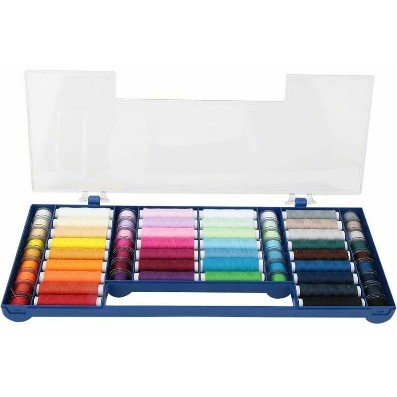 Kit de Fil à Coudre 32 Couleurs 64 Kit de Bobine de canette avec boîte de Rangement Accessoires de Fil pour Machine à Coudre Kit d'outils de Couture