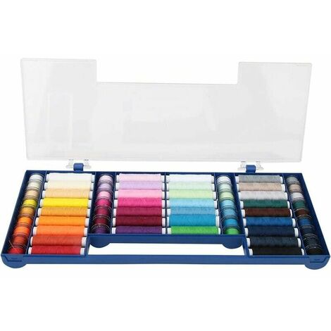 Kit de Fil �� Coudre 32 Couleurs 64 Kit de Bobine de canette avec bo?te de Rangement Accessoires de Fil pour Machine �� Coudre Kit d'outils de Couture