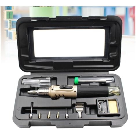 LAFOMUKEA Fer À Souder Au Butane - Fer À Souder À Gaz 10 En 1 Kit Auto-Allumage Professionnel Polyvalent Pour Réparation Fabrication De Bijoux Modèle De Brasage Cartes De Circuit Imprimé