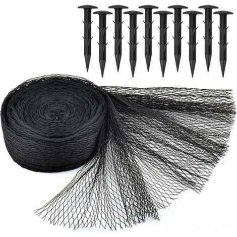 Kit de filet pour bassin à koï - 4,5 x 6 m - Noir - Maille fine tissée pour feuilles - Protège les poissons koï des hérons bleus - Protection UV - Réutilisable et piquets inclus