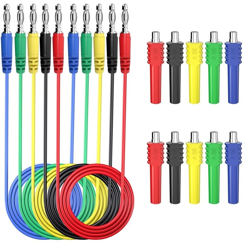 Kit de fils de Test magnétiques, fils de Test banane à fiche banane de 4mm avec connecteurs magnétiques, jeu de fils de Test de cavalier flexibles de