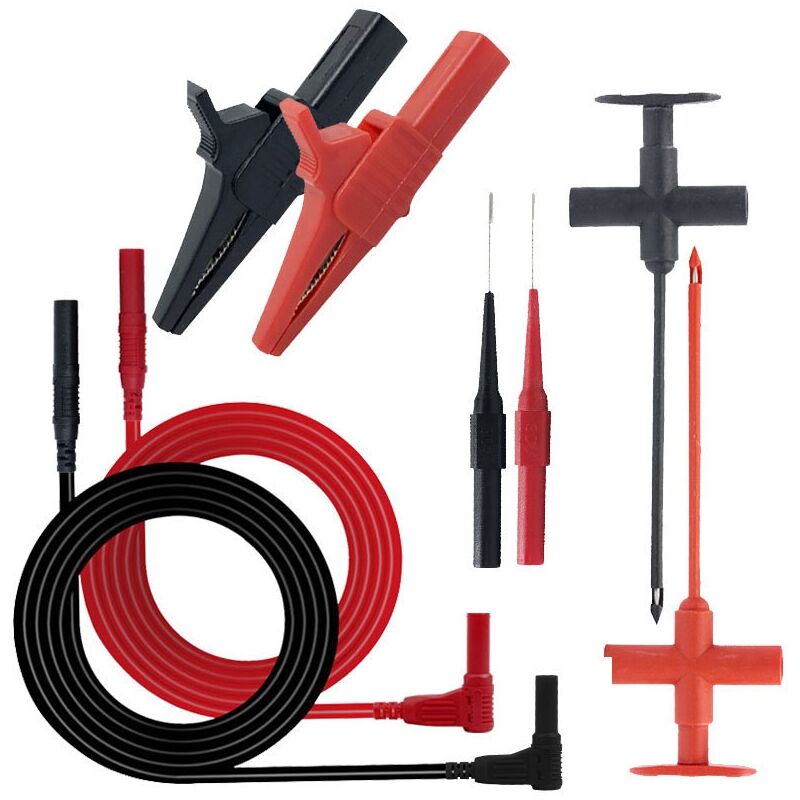 Kit de fils de test multimètre 8 fils multimètre PCS avec pinces crocodiles, sondes et crochets de test, fiche banane pour pince multimètre