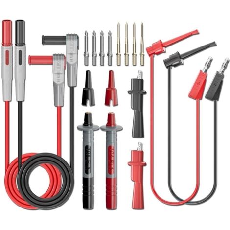 Kit de fils de test multimètre avec pinces crocodile, fiche banane pour tester les clips à crochet, fil remplaable, sondes tranchantes de précision pour tests électriques multimètre