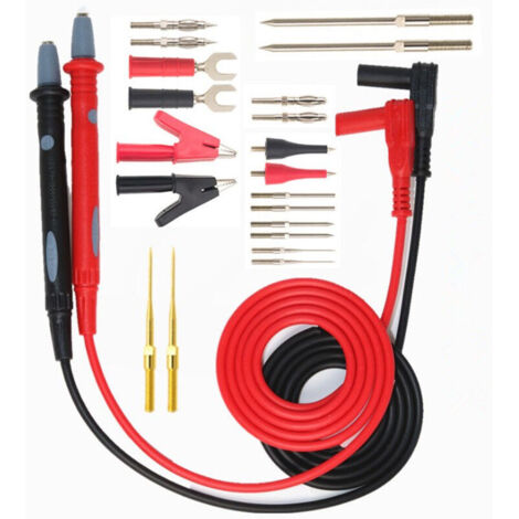 Kit de Fils de Test Multimètre avec Pinces Crocodiles Sondes Broches et Extensions 22 Pièces