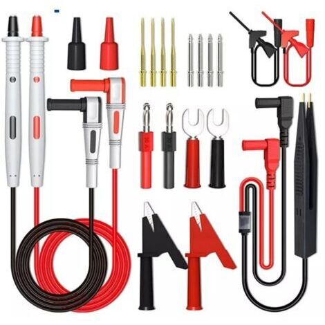 Kit de Fils de Test Multiples, Fil de Test de Multimètre Électrique avec Pinces Crocodile, Sonde de Test, Attrape-Ressort, Fiche Banane - Fils de Voltmètre pour Testeur de Circuit de Tension
