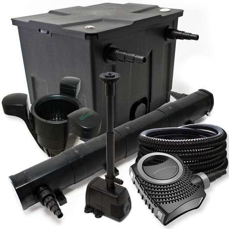 Kit de filtración con Bio Filtro 60000l 36 W UV Clarificador 80 W bomba Pond y skimmer