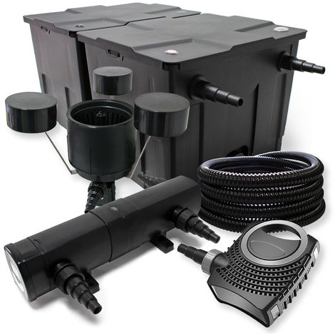 Kit de filtración con Bio Filtro 60000l Bomba bajo consumo 18 W Uv Clarificador jardin