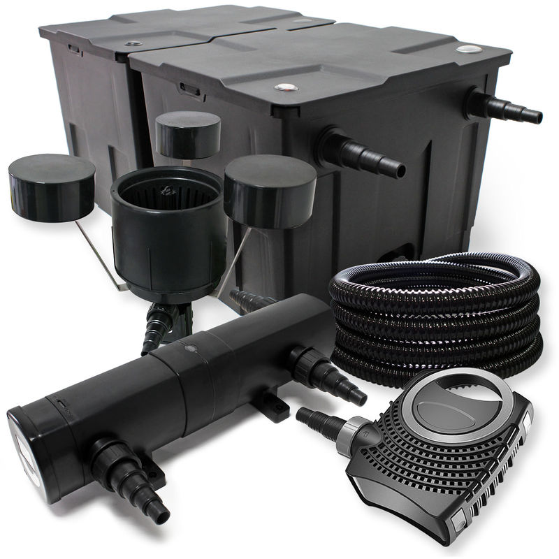 

Kit de filtración con Bio Filtro 60000l Bomba bajo consumo 18 W Uv Clarificador jardin