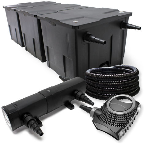 Kit de filtración con Biofiltro 90 000 l Clarificador UVC 18 W 80 W bomba y manguera de 25 m