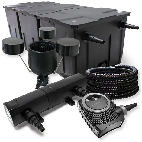 Kit de filtración de estanque Bio 90000l Clarificador UVC 36 W bomba 25 m manguera ecumeur