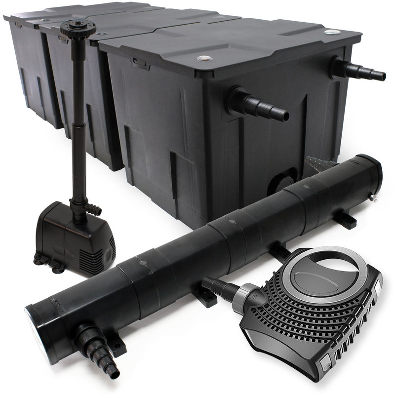 

Wiltec - Kit de filtración estanque Bio 90000l clarificador UVC 72 W 80 W bomba de bajo consumo tipo fuente