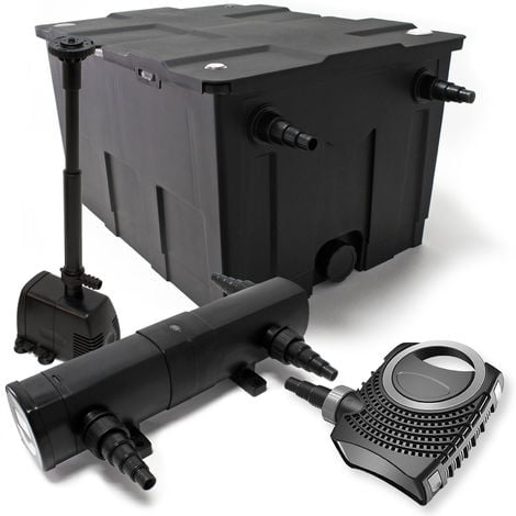 Kit de filtración estanque Bio Filtro 60000l 80 W bomba Éco esterilizador UVC 36 W Fuente jardin
