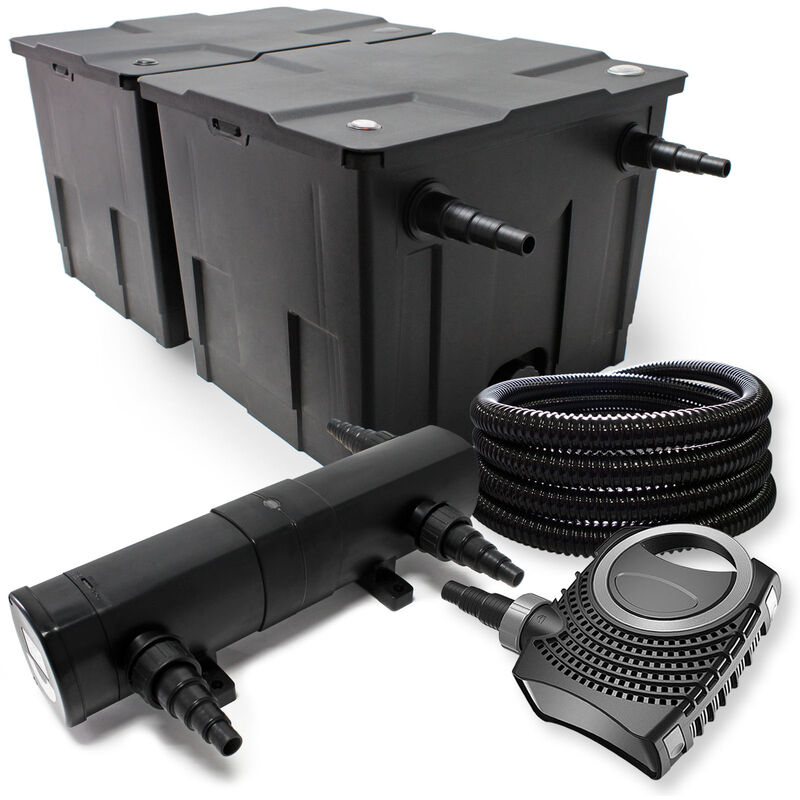 Sunsun - Kit de filtration avec Bio Filtre 60000l, 18W uv Stérilisateur, 80W Pompe et 25m Tuyau