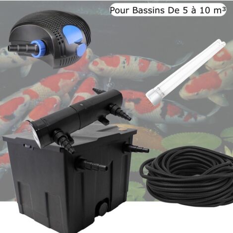 Kit De Filtration, Avec UV 18W, + 1 ampoule UV de rechange Pour Bassin De Jardin : 5 à 10 m³