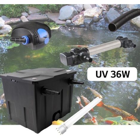 Kit De Filtration, Avec UV 36W Inox, Pour Bassin De Jardin : 5 à 10 m³ + 1 ampoule supplémentaire