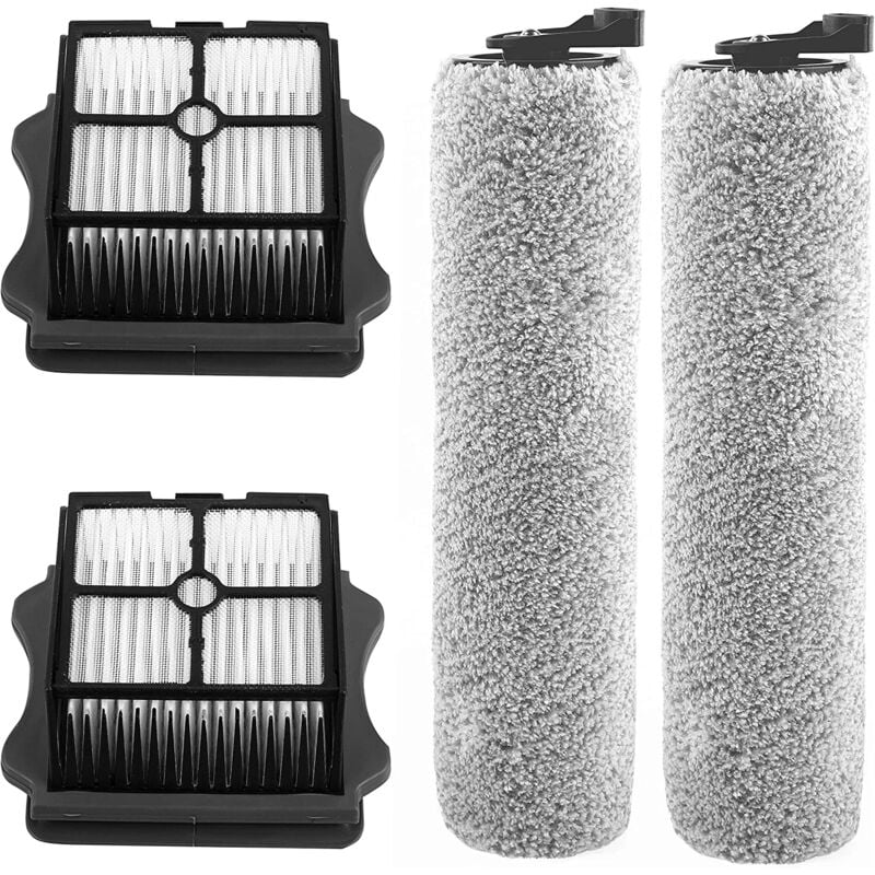 Kit de Filtration Compatibles avec Aspirateurs Tineco iFloor3 et Floor One S3 - 2 Filtres hepa, 2 Rouleaux à Brosse