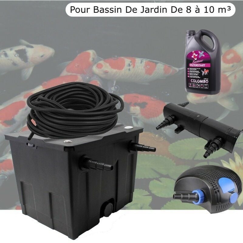 Kit De Filtration Complet Avec uv 36W + Bactéries 2500 ml Pour Bassin De Jardin : 8 à 10 m³