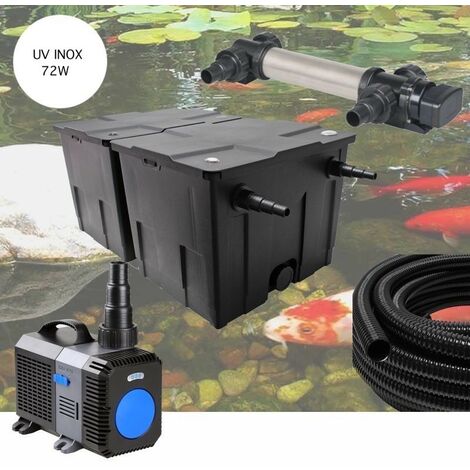 Kit De Filtration Complet Avec UV 72W INOX Pour Bassin De Jardin De 30m3