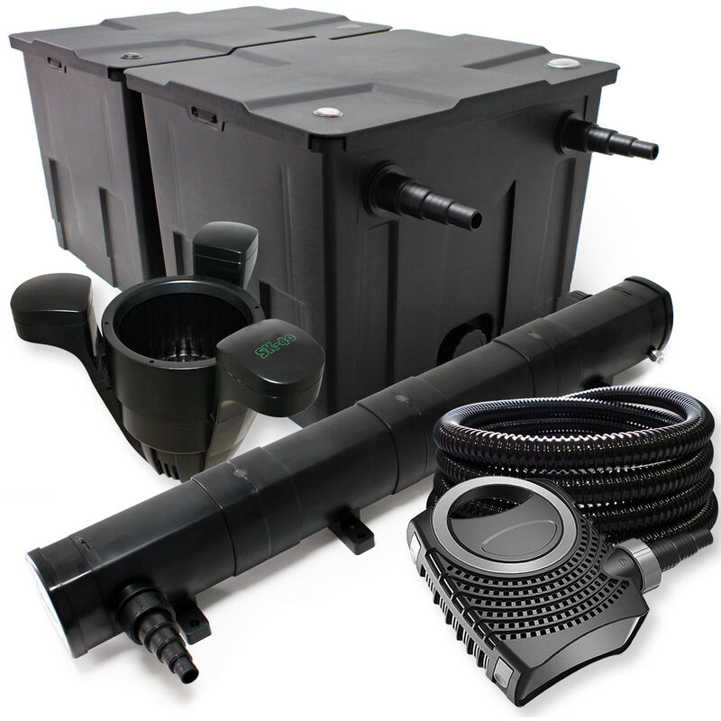 Sunsun - Kit de filtration avec Bio Filtre 60000l, 72W uv Stérilisateur, Pompe de bassin, Skimmer et Tuyau