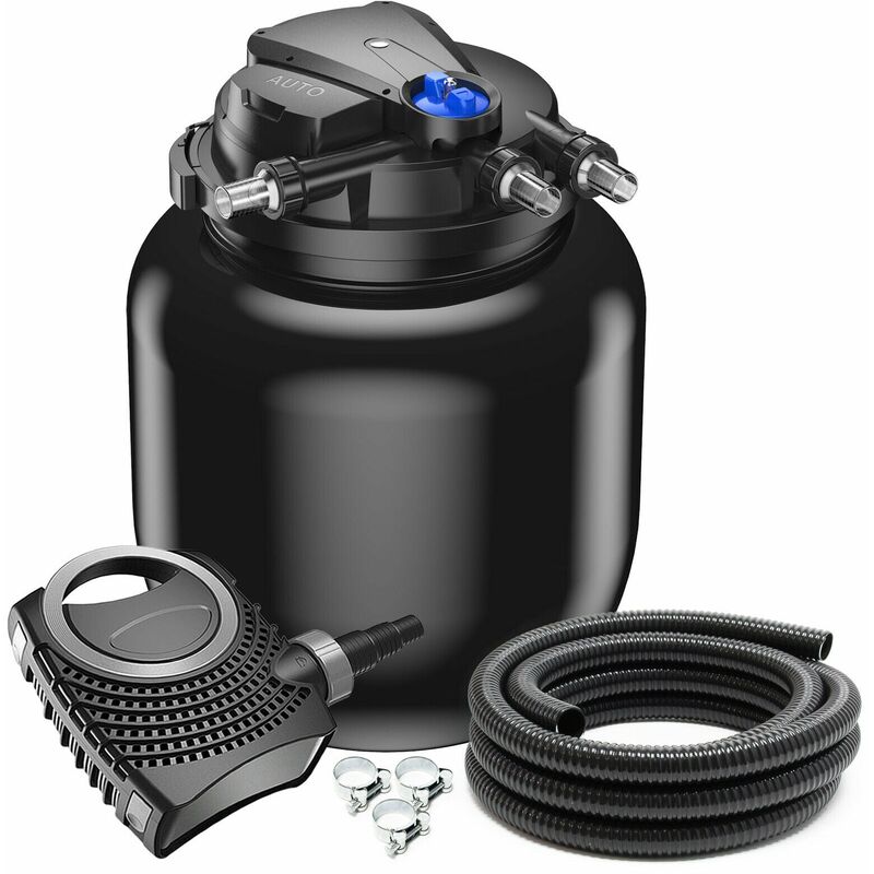 Kit de filtration set 100000 litres 55 watts UVC pompe 6000 l/h tuyau 5 m