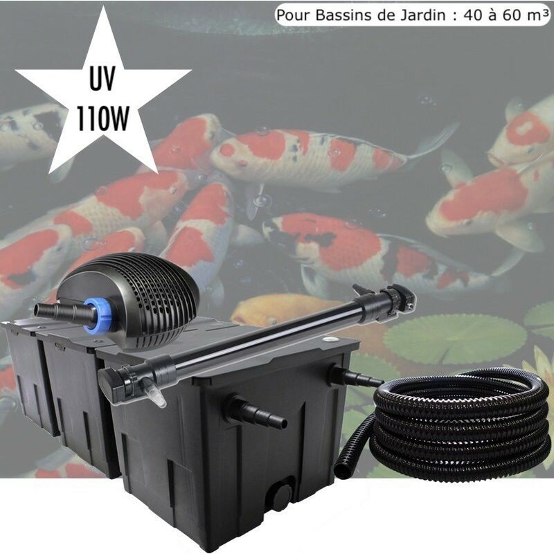 Le Poisson Qui Jardine - Kit De Filtration, UV 110 W , Pour Bassin de Jardin : 40 à 60 m³