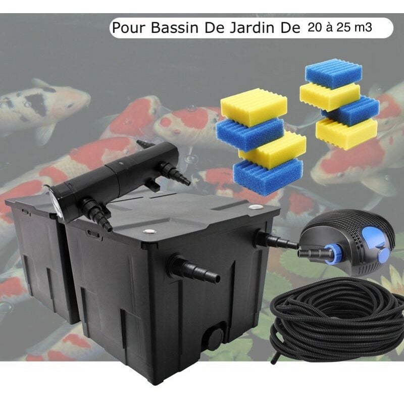 Kit De Filtration uv 36W + 8 mousses de rechange Pour Bassin De Jardin De 30m3