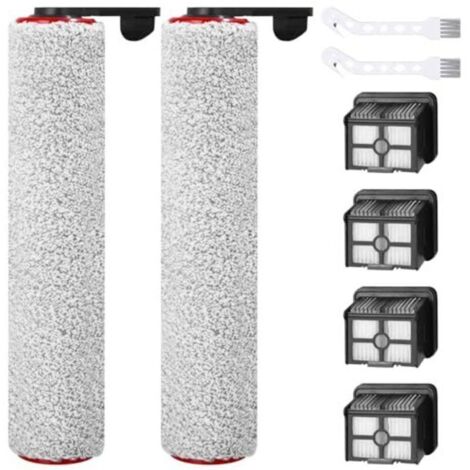 Kit de Filtre d'aspirateur, Accessoires pour Dreame H12 Pro aspirateur sec et humide sans fil, 2 pièces Brosse à rouleau + 4 filtres + 2 brosse de nettoyage pour aspirateur Dreame H12