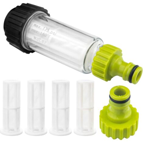 Kit de filtres à eau 3/4" Préfiltre à eau avec 4 filtres et adaptateur rapide pour nettoyeur haute pression, pompe de jardin, arrosage de jardin, camping-car