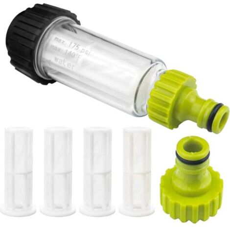 Kit de filtres à eau 3/4" Préfiltre à eau avec 4 filtres et adaptateur rapide pour nettoyeur haute pression, pompe de jardin, arrosage de jardin, camping-car